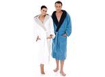 Unisex-Bademantel EGERIA "Cairo, ideal für Sauna & Spa, Hotelbademantel, Morgenmantel" Gr. M, weiß, L:120cm, Walkfrottee, Hausmäntel, Unisex-Bademantel, mit Kapuze, Doubleface Optik