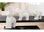 Tierfigur GILDE "Elefanten-Trio", weiß, B:14cm H:16,5cm T:8cm, Porzellan, Dekofiguren, Tierfigur