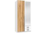 Kleiderschrank WIMEX "Skate", weiß (weiß, plankeneichefarben), B:90cm H:198cm T:58cm, Schränke, Kleiderschrank