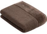 Badetuch VOSSEN "Pure", braun (toffee), B:67cm L:140cm, Frottier, Obermaterial: 100% Baumwolle, Handtücher, Badetuch, Baumwolle & VEGAN, mit eleganter Veloursbordüre