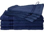 Handtuch Set DYCKHOFF "Siena", blau (tintenblau), 8 Stk., Walkfrottier, Walkfrottier, Obermaterial: 100% Baumwolle, Handtuch-Sets, Handtuch Set, in tollen Unifarben