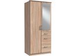 Kleiderschrank WIMEX "Click", braun (struktureichefarben hell), B:90cm H:199cm T:58cm, Schränke, Kleiderschrank, mit Spiegel