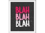 Bild QUEENCE "BLAH-BLAH-BLAH", pink (farbe rahmen: schwarz, farbe bild(er): pink), B:50cm H:70cm, Acrylglas, Holz, Papier, Bilder, Bild, gerahmt