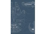 Bild KOMAR "Star Wars Blueprint Falcon", schwarz-weiß (farbe bild(er): schwarz, weiß), B:50cm H:70cm, Holz, Papier, Bilder, Bild, Wandbild zur Dekoration im Kinderzimmer - ohne Rahmen