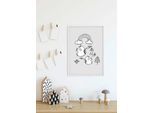 Bild KOMAR "Scribble Birdy", grau (farbe bild(er): grau), B:40cm H:50cm, Holz, Papier, Bilder, Bild, Wandbild zur Dekoration - ohne Rahmen