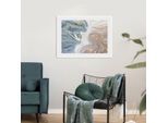 Bild QUEENCE "Baltasar", blau (farbe rahmen: weiß, farbe bild(er): blau), B:70cm H:50cm, Acrylglas, Holz, Papier, Bilder, Bild, HD Premium Poster-Druck inkl. Holzrahmen