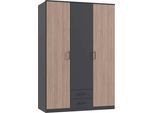 Kleiderschrank WIMEX "Fulda, 135 oder 180/58/199cm, 2 Schubladen, Made in Germany", bunt (grafit, außentüren multiplex optik), B:135cm H:199cm T:58cm, Holzwerkstoff, Schränke, Kleiderschrank, besonderer Look durch Multiplex Optik, mit oder ohne Glasauflage