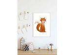 Bild KOMAR "Cute Animal Fox", bunt (farbe bild(er): bunt), B:50cm H:70cm, Holz, Papier, Bilder, Bild, Wandbild zur Dekoration - ohne Rahmen