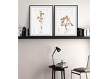 Bild QUEENCE "Trifolium", braun (farbe rahmen: schwarz, farbe bild(er): braun), B:30cm H:40cm, Bilder, Bild