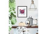 Bild QUEENCE "Eslan", rot (farbe rahmen: schwarz, farbe bild(er): rot), B:30cm H:40cm, Acrylglas, Holz, Papier, Bilder, Bild, gerahmt
