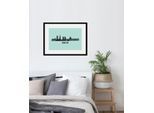 Bild QUEENCE "Bremen Skyline", blau (farbe rahmen: schwarz, farbe bild(er): blau), B:70cm H:50cm, Acrylglas, Holz, Papier, Bilder, Bild, HD Premium Poster-Druck inkl. Holzrahmen