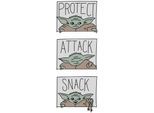Bild KOMAR "Mandalorian The Child Protect Attack Snack", bunt (farbe bild(er): bunt), B:50cm H:70cm, Holz, Papier, Bilder, Bild, Wandbild zur Dekoration im Kinderzimmer - ohne Rahmen