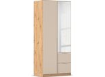 Drehtürenschrank OTTO HOME "Kleiderschrank Schrank Garderobe AGORDO mit Dekor- oder Hochglanzfront", braun (eiche artisan, champagner), B:91cm H:210cm T:54cm, Holzwerkstoff, Schränke, Drehtürenschrank, mit Außenschubkästen, in 7 Breiten und 2 Höhen MADE IN GERMANY