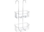 Duschablage WENKO "Milo", silber (caddy: glänzend, kappen: transparent), B:25cm H:55cm T:14cm, Edelstahl, Kunststoff, Regale, Duschablage, 2 Etagen