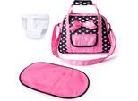 Puppen Wickeltasche BAYER "schwarz Herzen", pink (schwarz herzen), Puppenausstattungen, KinderB:7cm H:20cm L:27cm T:27cm, Puppen Wickeltasche, B:7cm H:20cm L:27cm T:27cm
