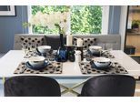 Platzset ADAM "Dots" Gr. 1, lila (lila, natur), B:40cm L:40cm, Obermaterial: 73% Leinen, 27% Baumwolle, Platzsets, Platzset, GOTS organic,zertifiziert durch CERES 0242,Made in Germany