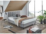 Boxbett "Nikola", grau (hellgrau), B:142cm L:210cm, ATLANTIC HOME COLLECTION, Komplettbetten, Boxbett, Massivholzfüßen, mit / ohne Matratze, in H2 und H3 erhältlich