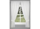 Gardine HOME WOHNIDEEN "NISHAY" Gr. 1, weiß, B:75cm H:160cm, Polyester, Gardinen, Gardine, 4tlg.Raffgarnitur Leinenoptik, Macramée