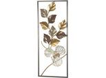 Wanddekoobjekt "Wanddekoration", gold (goldfarben), B:25cm H:61cm T:3cm, Metall, HOFMANN LIVING AND MORE, Wanddekoobjekte, Wanddekoobjekt, Blätterdeko, gerahmt