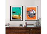 Bild QUEENCE "Oldtimer", grün (farbe rahmen: schwarz, farbe bild(er): grün), B:40cm H:50cm, Acrylglas, Holz, Papier, Bilder, Bild, HD Premium Poster-Druck inkl. Holzrahmen