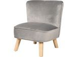 Kindersessel ROBA "Lil Sofa", grau (silbergrau), Sessel, Kinder, Samt, B/H/T: 44cm x 50cm x 48cm, Kindersessel, mit Holzfüßen, B:44cm H:50cm T:48cm