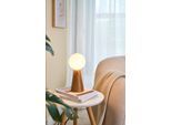PAULEEN Tischleuchte "Woody Soul Glas/Eschenholz 230V max. 3,5W Weiß/Holz natur", braun (braun, natur), 1, Ø 12cm H: 27,3cm, Leuchten, G9, Tischleuchte