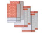 Geschirrtuch DYCKHOFF "HOME / KITCHEN, Maße je Tuch ca. 50x70 cm", orange (koralle, weiß, grau), B:50cm L:70cm, 100% Baumwolle, Geschirrtücher, Geschirrtuch, mit zwei verschiedenen Motiven