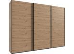 Kleiderschrank WIMEX "Mugano, Made in Germany, Lieferung bis in Deine Etage und Stellort", schwarz (artisan, eiche nachbildung, griffe schwarz), B:270cm H:208cm T:65cm, Holzwerkstoff, Schränke, Kleiderschrank, 3 Schwebetüren, große Größen, mit oder ohne Spiegel, Metallgriffe