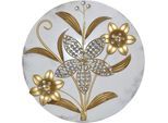 Wanddekoobjekt "Wanddekoration", gold (goldfarben), T:7cm Ø:45cm, MDF, Metall, HOFMANN LIVING AND MORE, Wanddekoobjekte, Wanddekoobjekt, mit Glassteinen, Vintage-Look