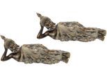 Buddhafigur I.GE.A. "Polyresin", braun, B:27cm H:10cm, Polyresin, Dekofiguren, Buddhafigur, 2er Set