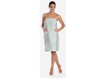 Sarong EGERIA "Ben, ideal für Sauna & Spa, Hotelbademantel", grau (hellgrau), L:77cm, Walkfrottee, Hausmäntel, Sarong, mit Streifenbordüre