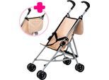 Puppenbuggy BAYER, beige (schleife beige), Puppenwagen, KinderB:27cm H:56cm T:47cm, Kunststoff, Metall, Polyester, Puppenbuggy, mit Tasche, B:27cm H:56cm T:47cm