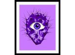 Bild QUEENCE "Alien", pink (farbe rahmen: schwarz, farbe bild(er): pink, türkis), B:50cm H:70cm, Acrylglas, Holz, Papier, Bilder, Bild, HD Premium Poster-Druck inkl. Holzrahmen