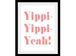 Bild QUEENCE "Yippi Yppi Yeah", schwarz-weiß (farbe rahmen: schwarz, farbe bild(er): weiß, schwarz), B:40cm H:50cm T:3cm, Acrylglas, Holz, Papier, Bilder, Bild, HD Premium Poster-Druck inkl. Holzrahmen
