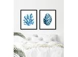 Bild QUEENCE "Angelika", blau (farbe rahmen: schwarz, farbe bild(er): blau), B:40cm H:50cm, Acrylglas, Holz, Papier, Bilder, Bild, HD Premium Poster-Druck inkl. Holzrahmen