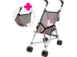 Puppenbuggy BAYER, schmetterling grau, rosa, Puppenwagen, KinderB:27cm H:56cm T:47cm, Kunststoff, Metall, Polyester, Puppenbuggy, mit Tasche, B:27cm H:56cm T:47cm
