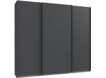 Kleiderschrank WIMEX "Mugano, Made in Germany, Lieferung bis in Deine Etage und Stellort", schwarz (grafit, griffe schwarz), B:225cm H:208cm T:65cm, Holzwerkstoff, Schränke, Kleiderschrank, 3 Schwebetüren, große Größen, mit oder ohne Spiegel, Metallgriffe