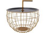 Beistelltisch KAYOOM "Art Deco 500, Abstelltisch aus Metall,funktional und stabil", schwarz (schwarz, gold, schwarz), B:42,5cm H:29cm T:42,5cm, 100% Eisen, Tische, Beistelltisch, Dekorativ, mit abnehmbarem Griff ( 13 cm ), Stauraumfunktion