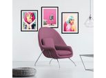 Bild QUEENCE "ON AIR", rosa (farbe rahmen: schwarz, farbe bild(er): rosa), B:50cm H:70cm, Acrylglas, Holz, Papier, Bilder, Bild, HD Premium Poster-Druck inkl. Holzrahmen