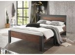 Einzelbett HOME AFFAIRE "BROOKLYN Bett im Industrial Design, Bettgestell, Bettrahmen", grau (old mix dekor), H:88cm, Betten, Einzelbett, Kopfteil in dekorativer Rahmenoptik, Liegefläche 140 x 200 cm