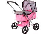 Puppenwagen BAYER "GO", fee grau, rosa, Puppenwagen, KinderB:37cm H:59cm T:50cm, Kunststoff, Metall, Stoff, Puppenwagen, B:37cm H:59cm T:50cm