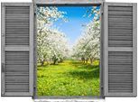 Wandtattoo QUEENCE "Kirschbäumen", bunt, B:80cm H:60cm T:0,1cm, Wandtattoos, Wandtattoo, Wandsticker, Wandbild, selbstklebend, 3D, Fenster