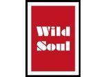 Bild QUEENCE "Wild Soul", bunt (farbe rahmen: schwarz, farbe bild(er): gelb, flieder), B:50cm H:70cm, Acrylglas, Holz, Papier, Bilder, Bild, HD Premium Poster-Druck inkl. Holzrahmen