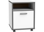 Rollcontainer FORTE "Keflav", weiß (weiß, uni wolfram grau), B:49,8cm H:64,6cm T:52,2cm, Holzwerkstoff, Rollwagen, Rollcontainer, Breite 49,8 cm