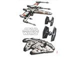 Wandtattoo KOMAR "Star Wars Spaceships - Größe 100 x 70 cm", schwarz-weiß (weiß, schwarz), B:100cm H:70cm, Folie, Wandtattoos, Wandtattoo, selbstklebend, Wandsticker, Kinderzimmer