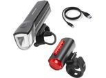 Fahrradbeleuchtung FISCHER FAHRRAD "FISCHER LED Beleuchtungsset mit 360Â Bodenleuchte", schwarz, Fahrradlampen, Fahrradbeleuchtung, mit zusätzlicher Bodenleuchte