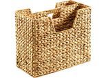 Zeitungsständer LOCKER, beige (natur), B:40cm H:33cm T:20cm, Geflecht Wasserhyazinthe, Zeitungsständer, Zeitungsständer