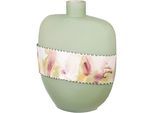 Tischvase GILDE "Vase Imperial, bauchig", bunt (grün, bunt), B:22cm H:26cm T:12cm, Aluminium, Glas, Vasen, Tischvase, aus Aluminium und Glas, wasserdicht, Tiefe 12 cm