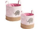 Aufbewahrungskorb ZELLER PRESENT "Elefant", rosa, B:25cm H:25cm Ø:25cm, Polyester, Aufbewahrungsboxen, Aufbewahrungskorb, Niedliches Elefanten Tiermotiv