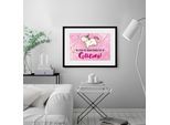 Bild QUEENCE "Glitzer", rosa (farbe rahmen: schwarz, farbe bild(er): rosa, pink), B:50cm H:40cm, Acrylglas, Holz, Papier, Bilder, Bild, HD Premium Poster-Druck inkl. Holzrahmen